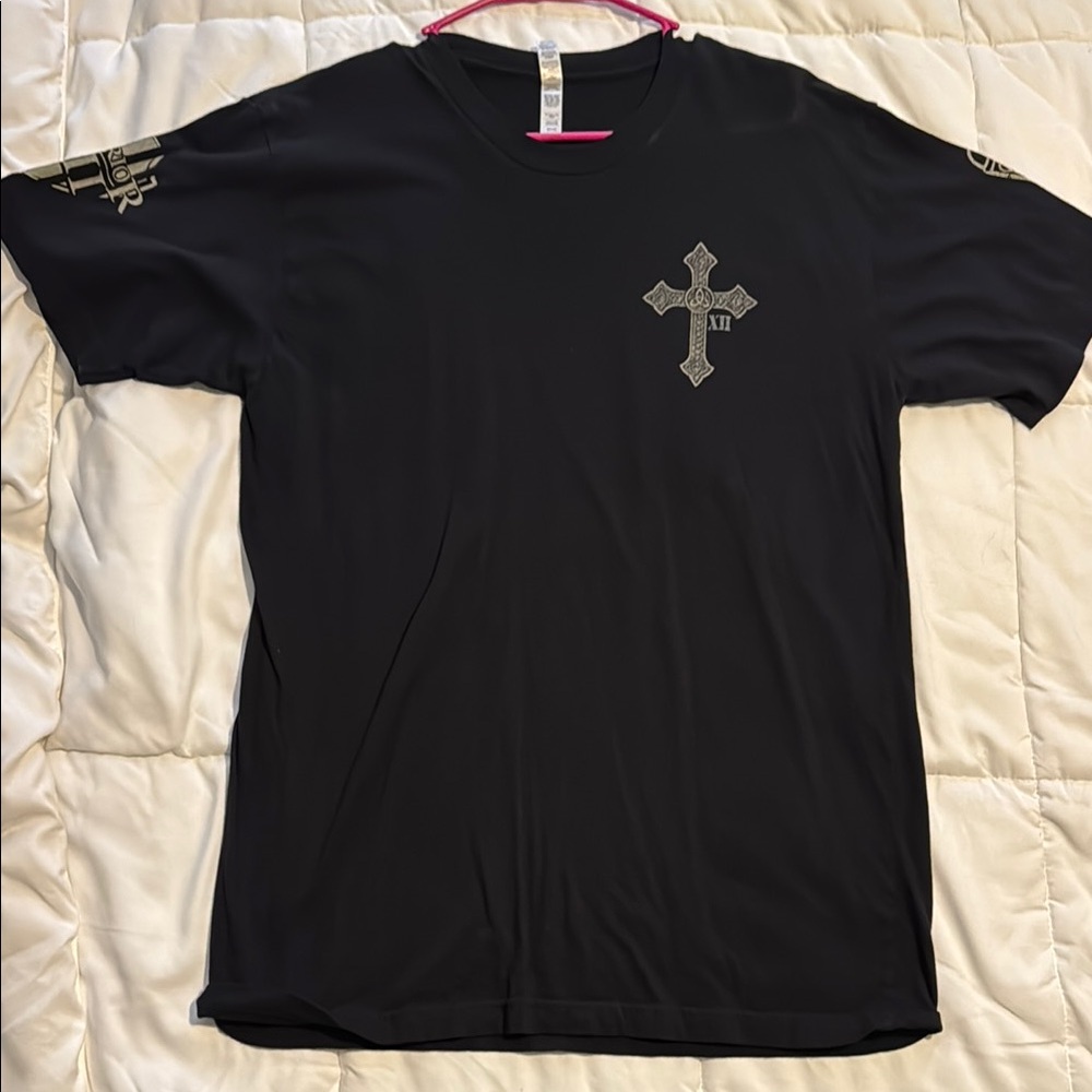 Black Graphic T-Shirt with Cross Design